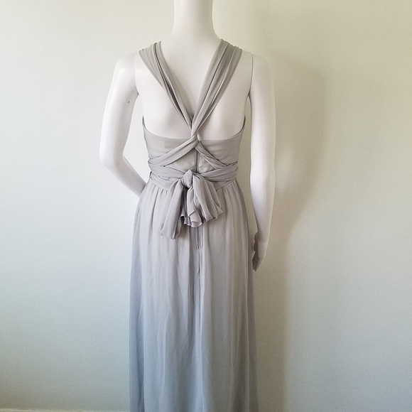 BIRDY Grey Christina Convertible Tullie Silver Maxi Prom Dress Women's Size XS - Picture 8 of 14